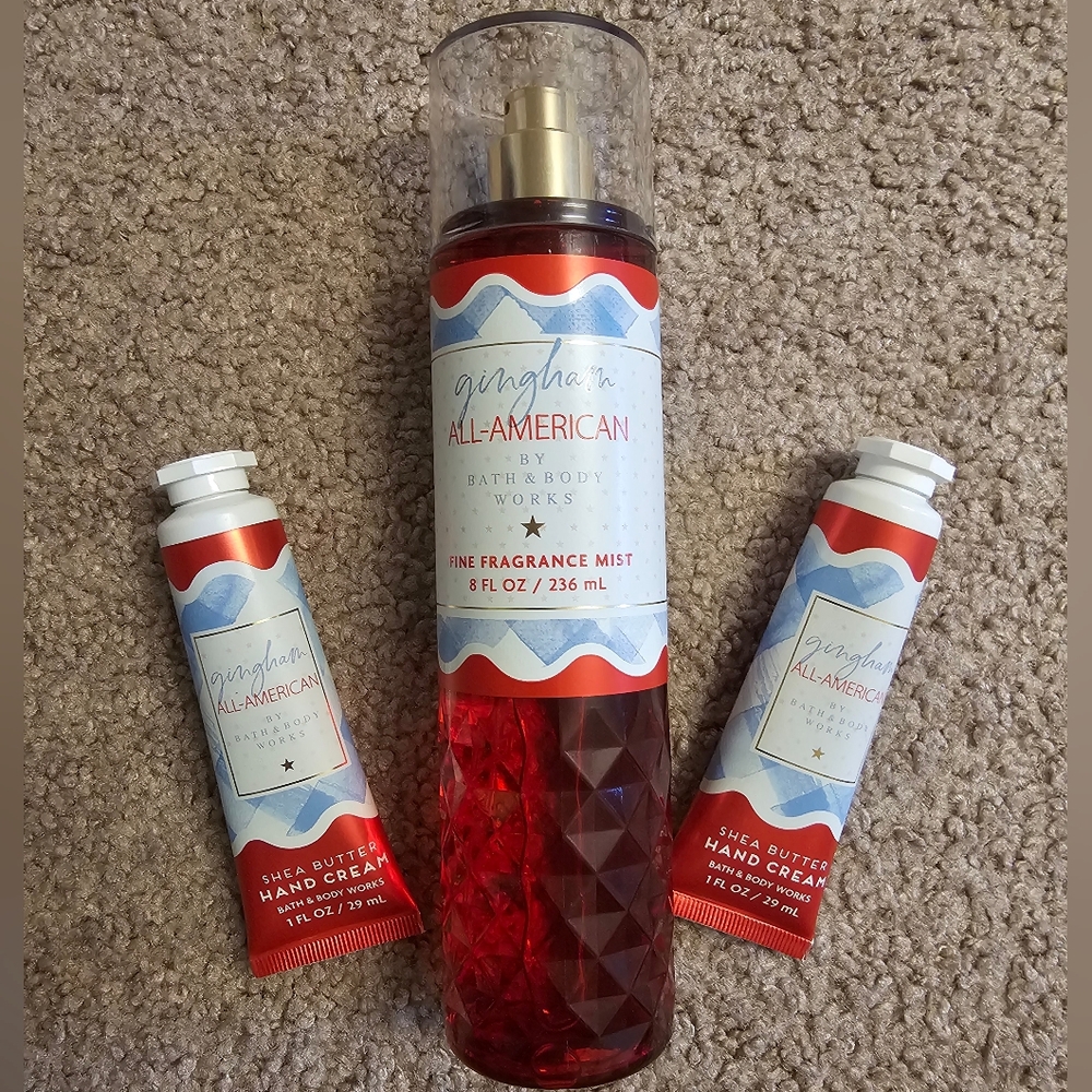 Bath & Body Works Gingham All-American Fragrance Mist and Hand Cream Set - Red